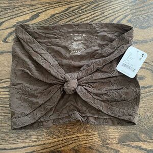 Free People Intimately Floral Frills Knotted Bandeau Bra NWT brown L/XL